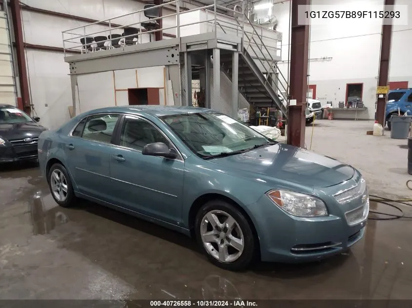 2009 Chevrolet Malibu Ls VIN: 1G1ZG57B89F115293 Lot: 40726558