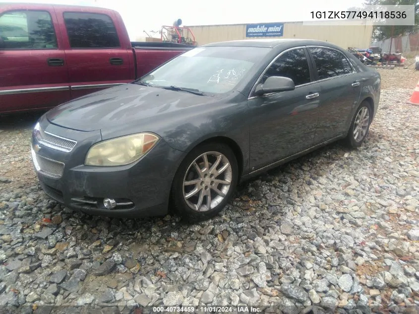 2009 Chevrolet Malibu Ltz VIN: 1G1ZK577494118536 Lot: 40734459