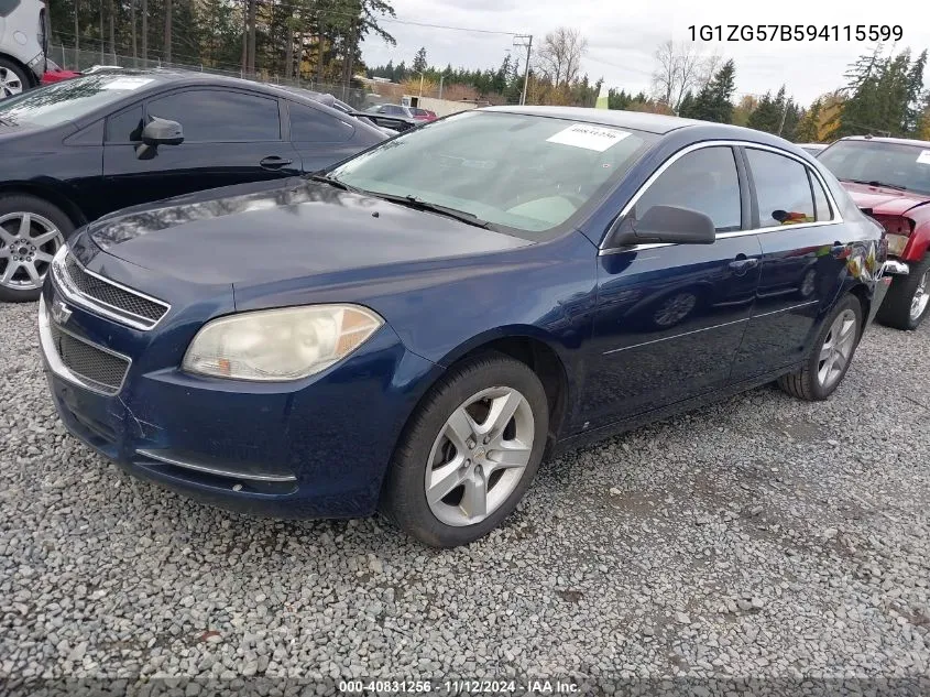 2009 Chevrolet Malibu Ls VIN: 1G1ZG57B594115599 Lot: 40831256