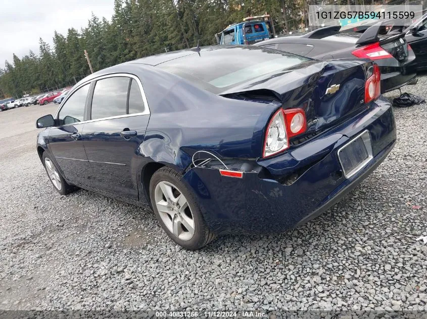 2009 Chevrolet Malibu Ls VIN: 1G1ZG57B594115599 Lot: 40831256