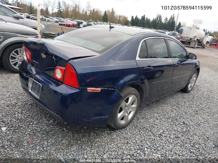 2009 Chevrolet Malibu Ls VIN: 1G1ZG57B594115599 Lot: 40831256