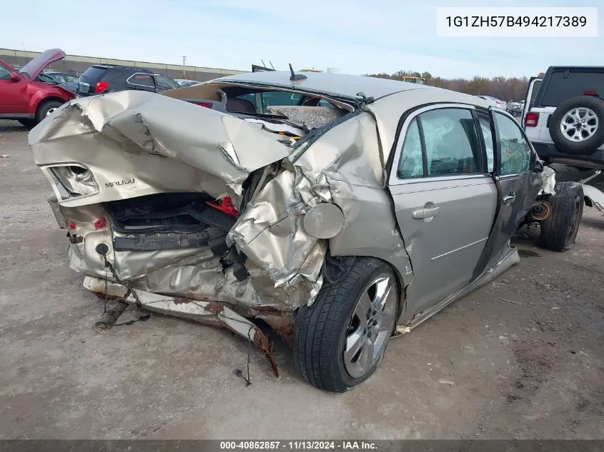 2009 Chevrolet Malibu Lt VIN: 1G1ZH57B494217389 Lot: 40852857