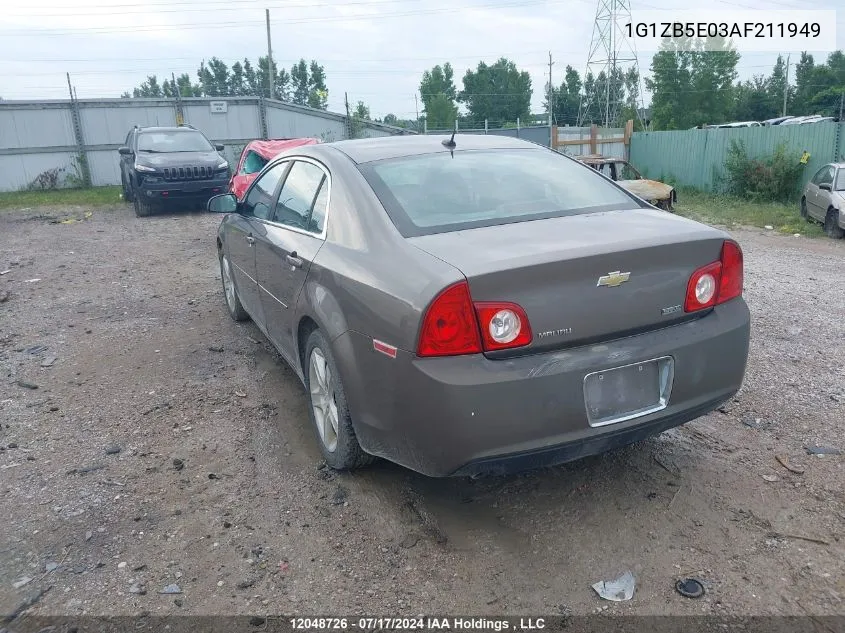 2010 Chevrolet Malibu VIN: 1G1ZB5E03AF211949 Lot: 12048726