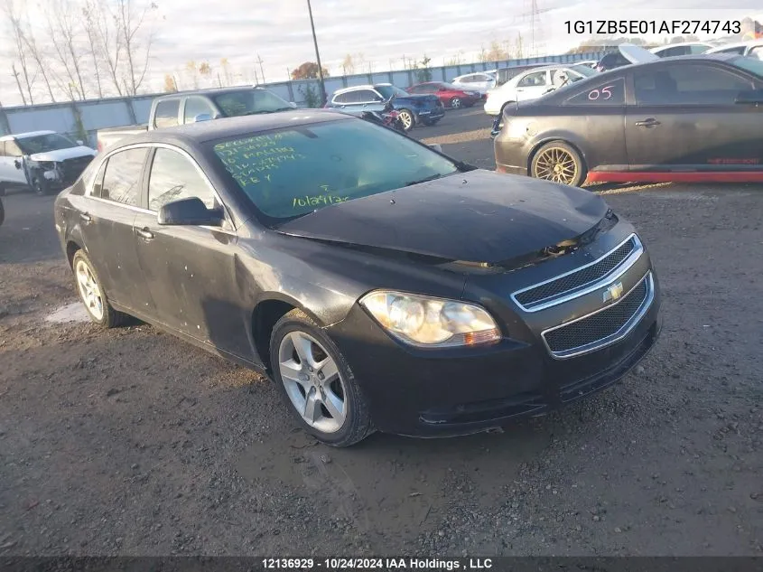 2010 Chevrolet Malibu VIN: 1G1ZB5E01AF274743 Lot: 12136929