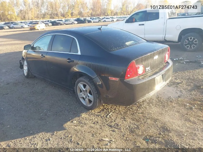 2010 Chevrolet Malibu VIN: 1G1ZB5E01AF274743 Lot: 12136929