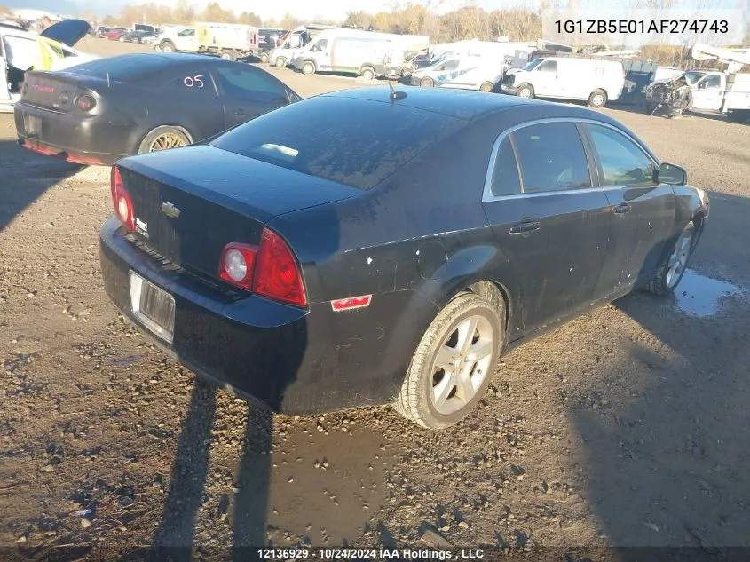 2010 Chevrolet Malibu VIN: 1G1ZB5E01AF274743 Lot: 12136929