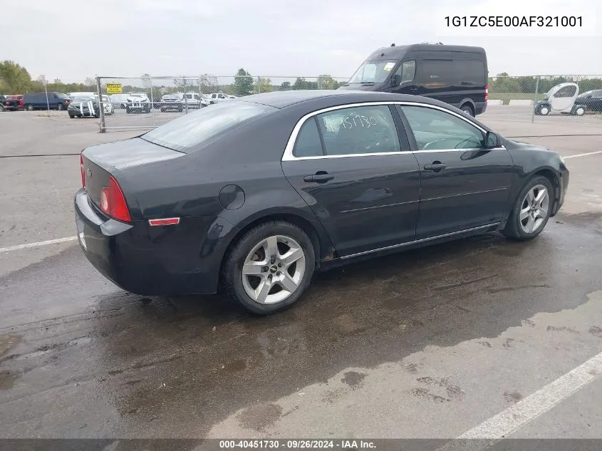 2010 Chevrolet Malibu Lt VIN: 1G1ZC5E00AF321001 Lot: 40451730