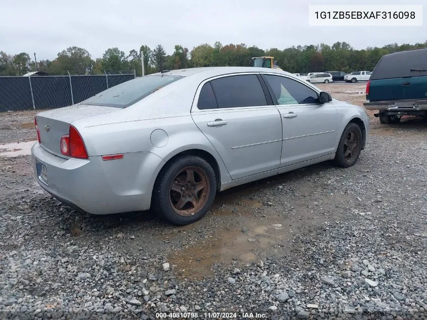 2010 Chevrolet Malibu Ls VIN: 1G1ZB5EBXAF316098 Lot: 40810798