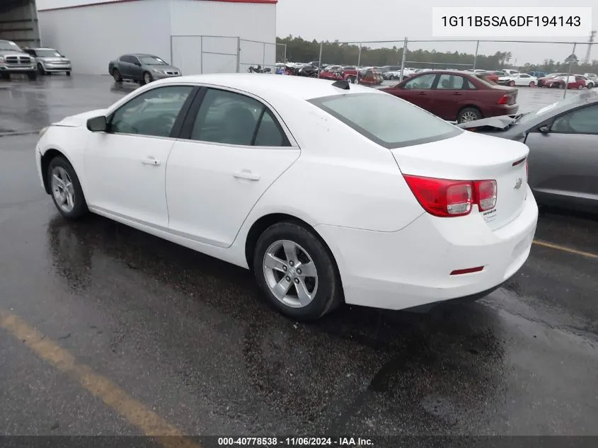 2013 Chevrolet Malibu 1Ls VIN: 1G11B5SA6DF194143 Lot: 40778538