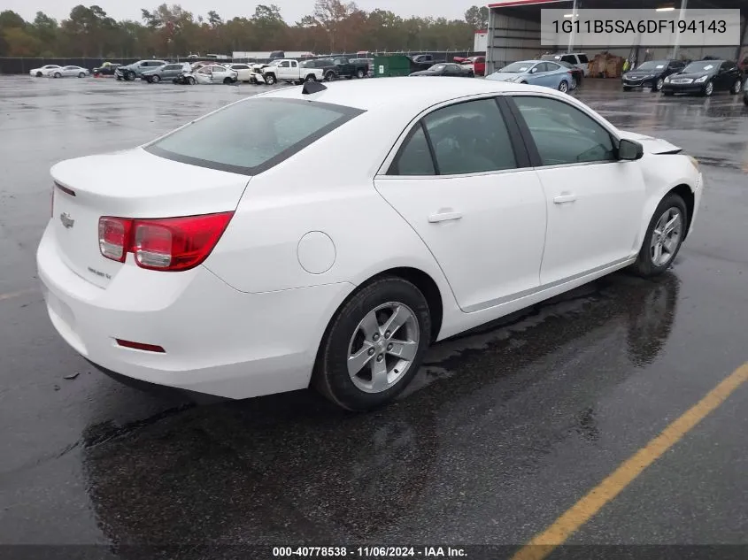 2013 Chevrolet Malibu 1Ls VIN: 1G11B5SA6DF194143 Lot: 40778538