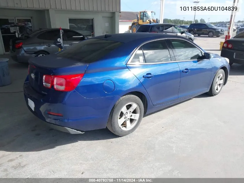 2013 Chevrolet Malibu 1Ls VIN: 1G11B5SA6DU104839 Lot: 40793758