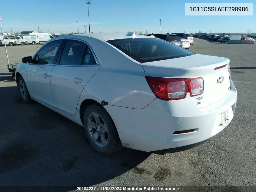 2014 Chevrolet Malibu Lt VIN: 1G11C5SL6EF298986 Lot: 20184237