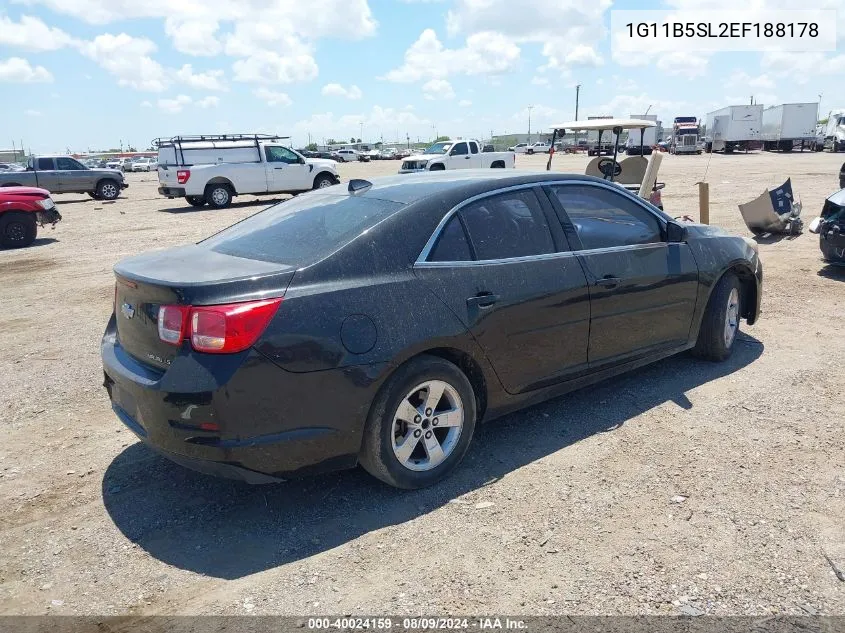 2014 Chevrolet Malibu 1Ls VIN: 1G11B5SL2EF188178 Lot: 40024159