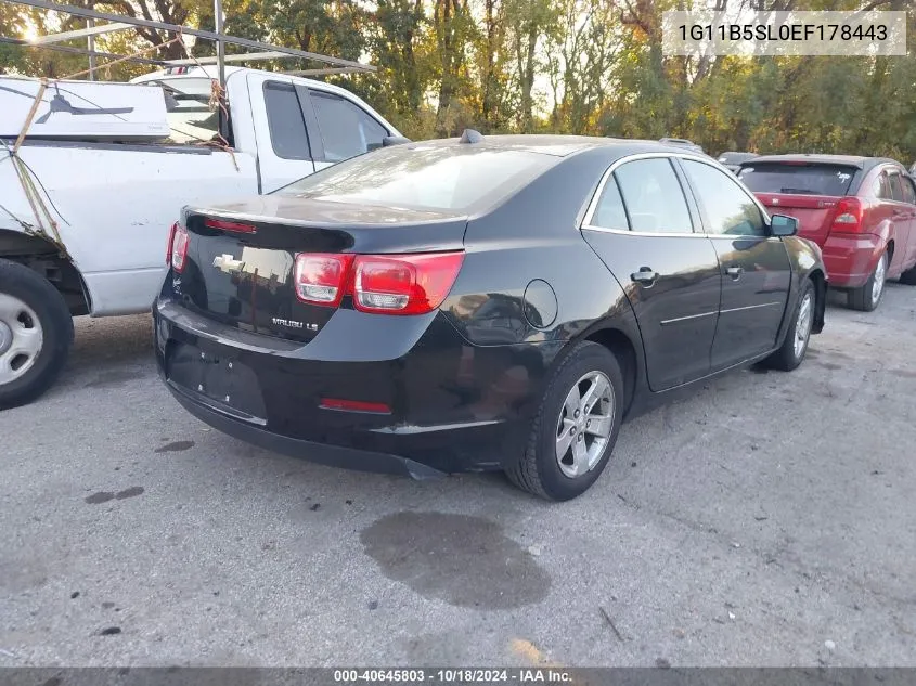 2014 Chevrolet Malibu 1Ls VIN: 1G11B5SL0EF178443 Lot: 40645803