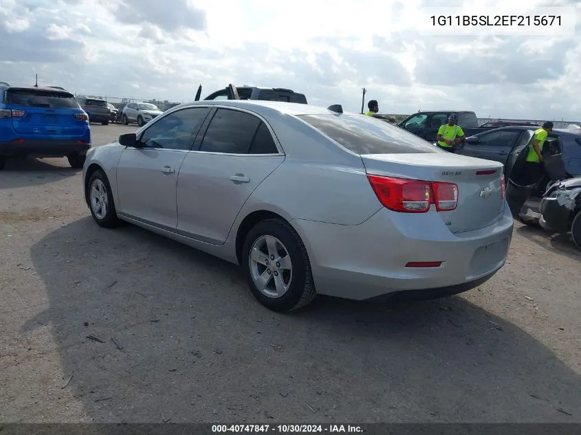 2014 Chevrolet Malibu 1Ls VIN: 1G11B5SL2EF215671 Lot: 40747847