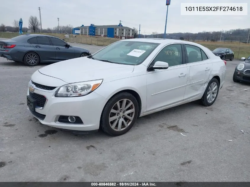 2015 Chevrolet Malibu 3Lt VIN: 1G11E5SX2FF274618 Lot: 40546582