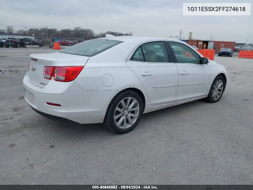 2015 Chevrolet Malibu 3Lt VIN: 1G11E5SX2FF274618 Lot: 40546582