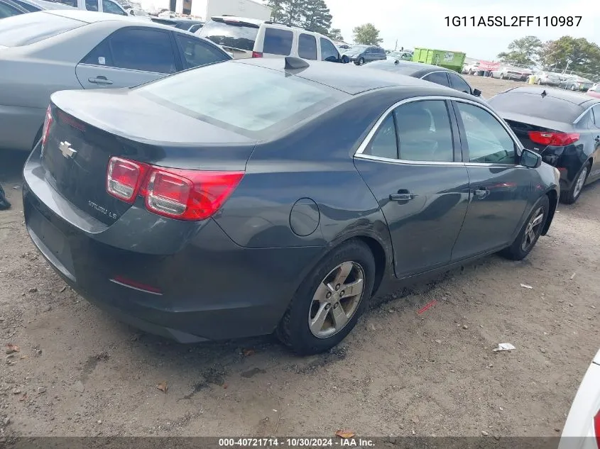 2015 Chevrolet Malibu 1Fl VIN: 1G11A5SL2FF110987 Lot: 40721714