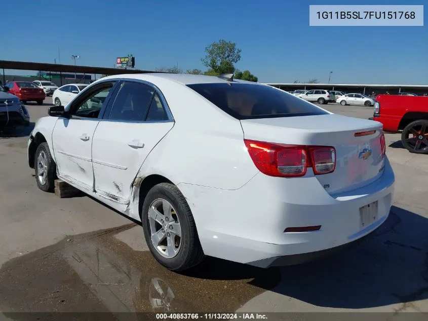 2015 Chevrolet Malibu Ls VIN: 1G11B5SL7FU151768 Lot: 40853766