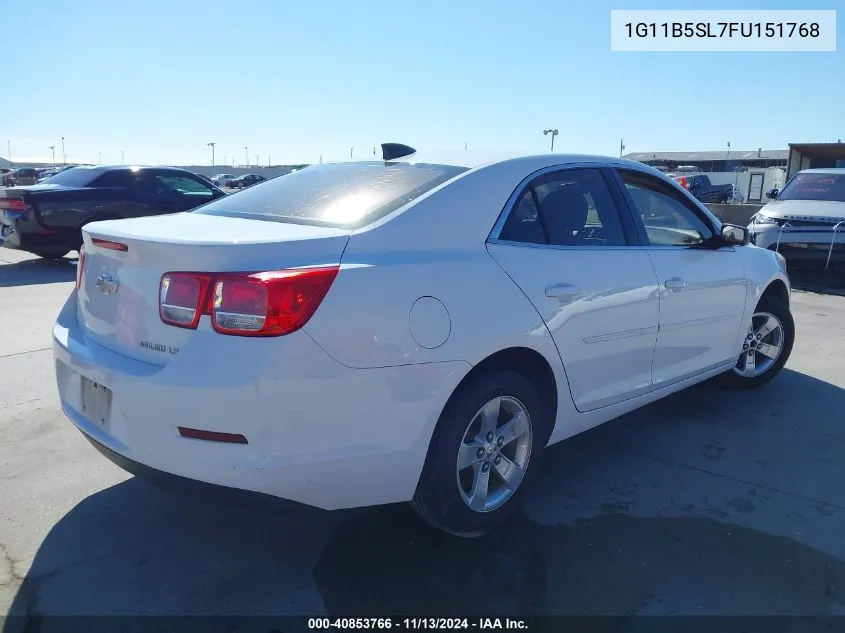 2015 Chevrolet Malibu Ls VIN: 1G11B5SL7FU151768 Lot: 40853766