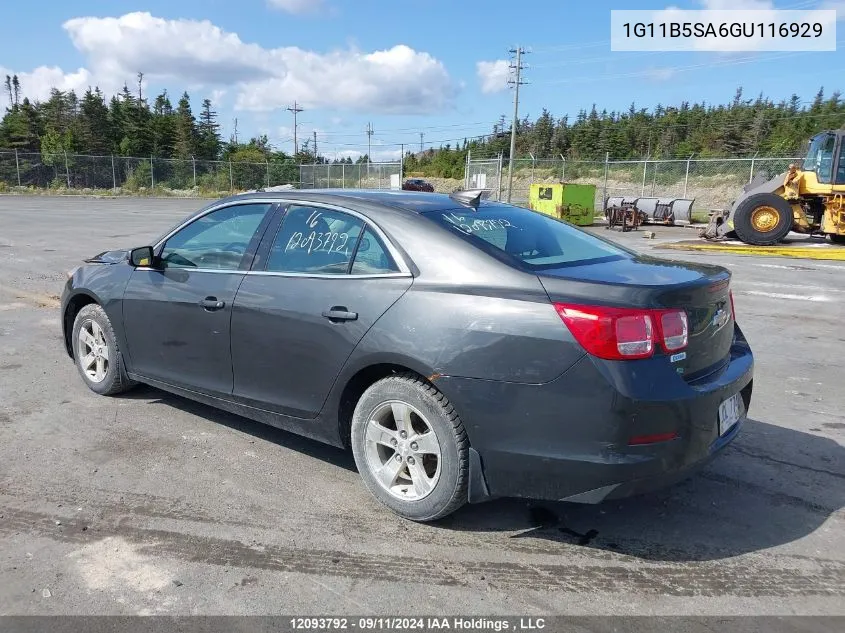 2016 Chevrolet Malibu Limited VIN: 1G11B5SA6GU116929 Lot: 12093792