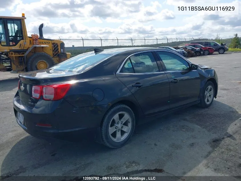 2016 Chevrolet Malibu Limited VIN: 1G11B5SA6GU116929 Lot: 12093792