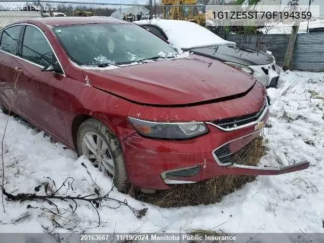 2016 Chevrolet Malibu Lt VIN: 1G1ZE5ST7GF194359 Lot: 20163667