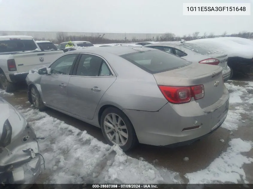 2016 Chevrolet Malibu Limited Ltz VIN: 1G11E5SA3GF151648 Lot: 39837394