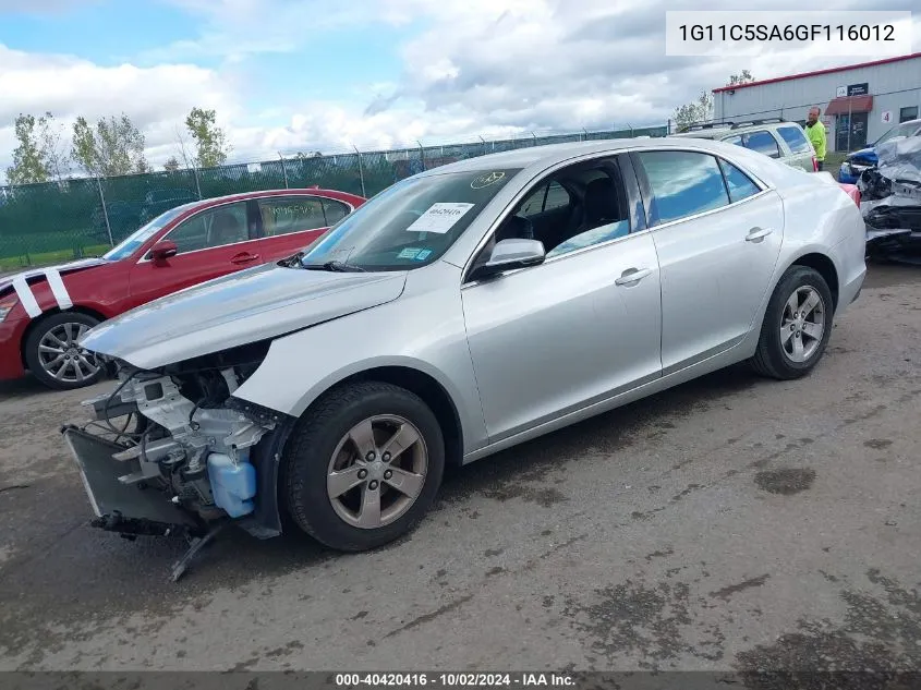 2016 Chevrolet Malibu Limited Lt VIN: 1G11C5SA6GF116012 Lot: 40420416