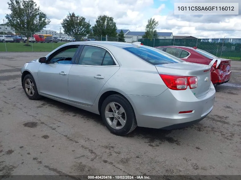 2016 Chevrolet Malibu Limited Lt VIN: 1G11C5SA6GF116012 Lot: 40420416