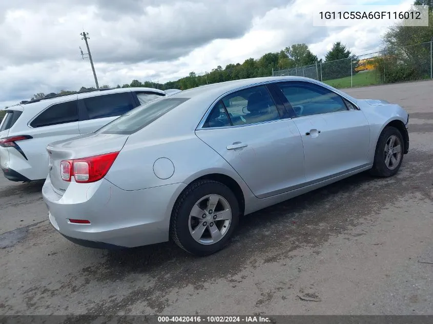 1G11C5SA6GF116012 2016 Chevrolet Malibu Limited Lt