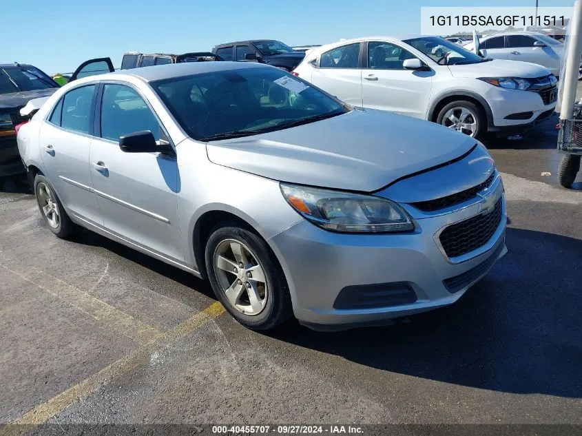 1G11B5SA6GF111511 2016 Chevrolet Malibu Limited Ls