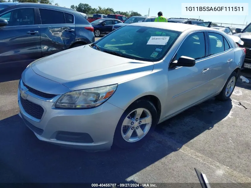 1G11B5SA6GF111511 2016 Chevrolet Malibu Limited Ls