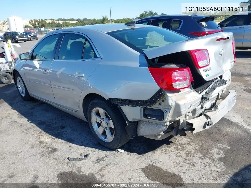 2016 Chevrolet Malibu Limited Ls VIN: 1G11B5SA6GF111511 Lot: 40455707