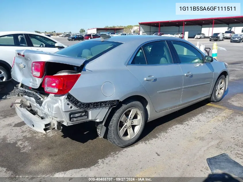 2016 Chevrolet Malibu Limited Ls VIN: 1G11B5SA6GF111511 Lot: 40455707