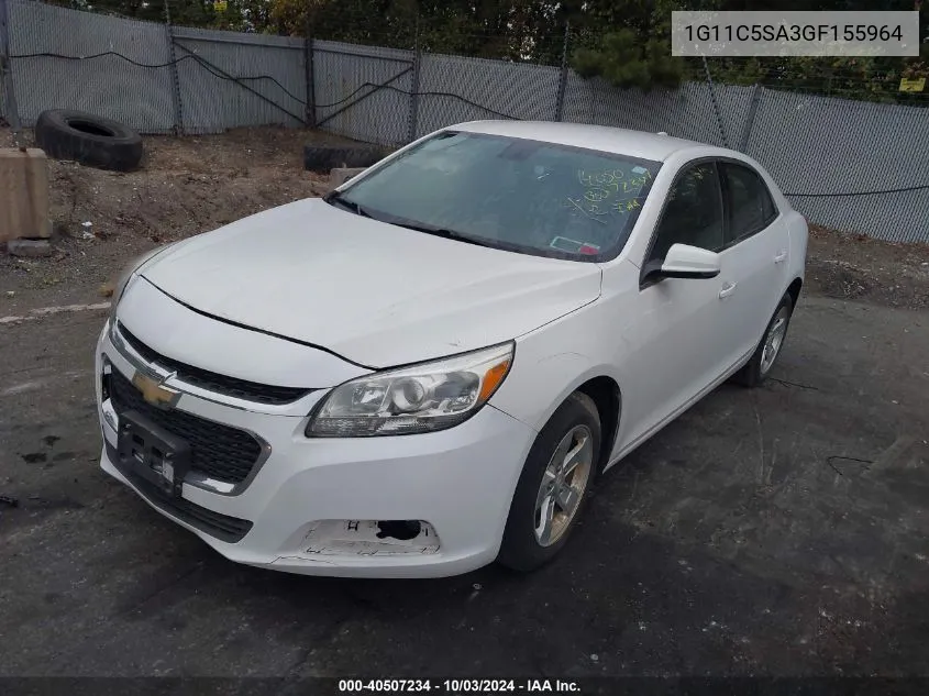 2016 Chevrolet Malibu Limited Lt VIN: 1G11C5SA3GF155964 Lot: 40507234