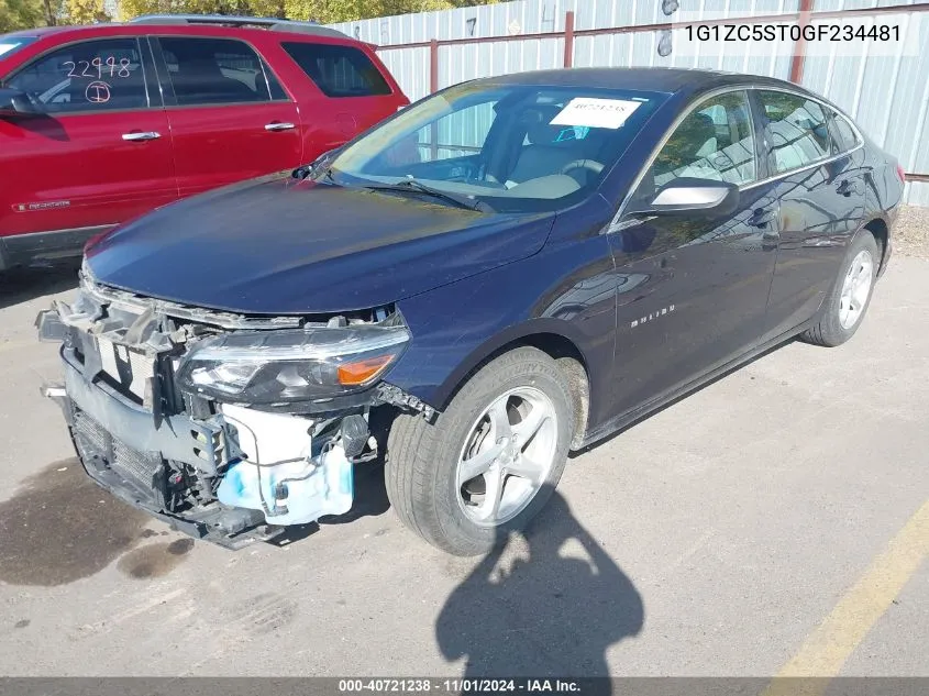 2016 Chevrolet Malibu 1Fl VIN: 1G1ZC5ST0GF234481 Lot: 40721238