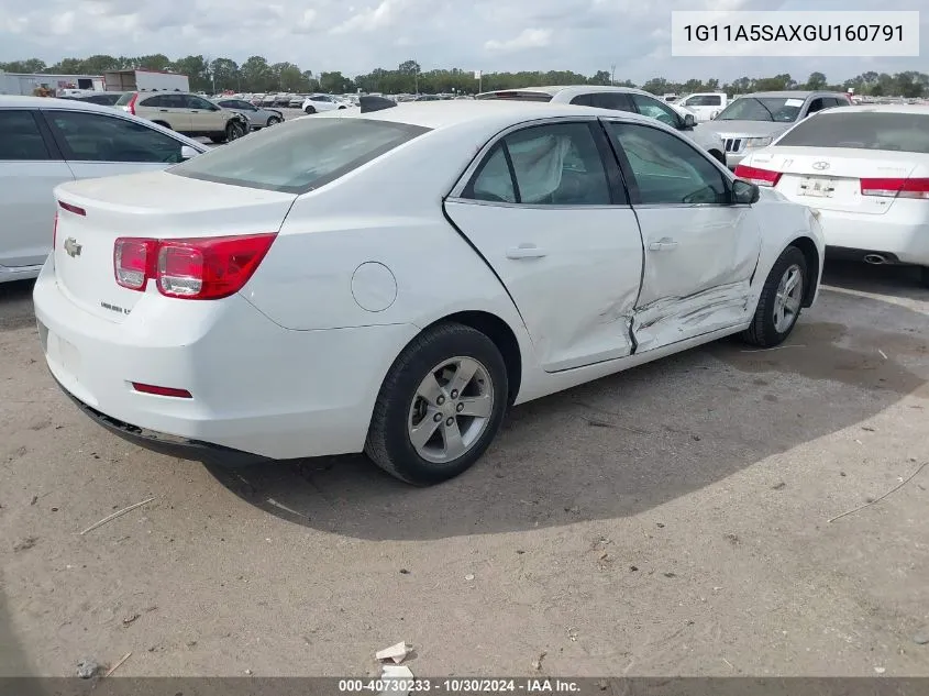 2016 Chevrolet Malibu Limited 1Fl VIN: 1G11A5SAXGU160791 Lot: 40730233