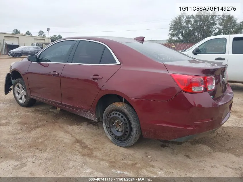 2016 Chevrolet Malibu Limited Lt VIN: 1G11C5SA7GF149276 Lot: 40741716