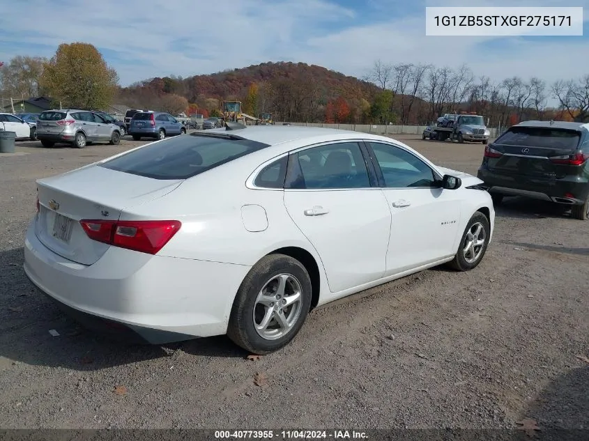 2016 Chevrolet Malibu Ls VIN: 1G1ZB5STXGF275171 Lot: 40773955