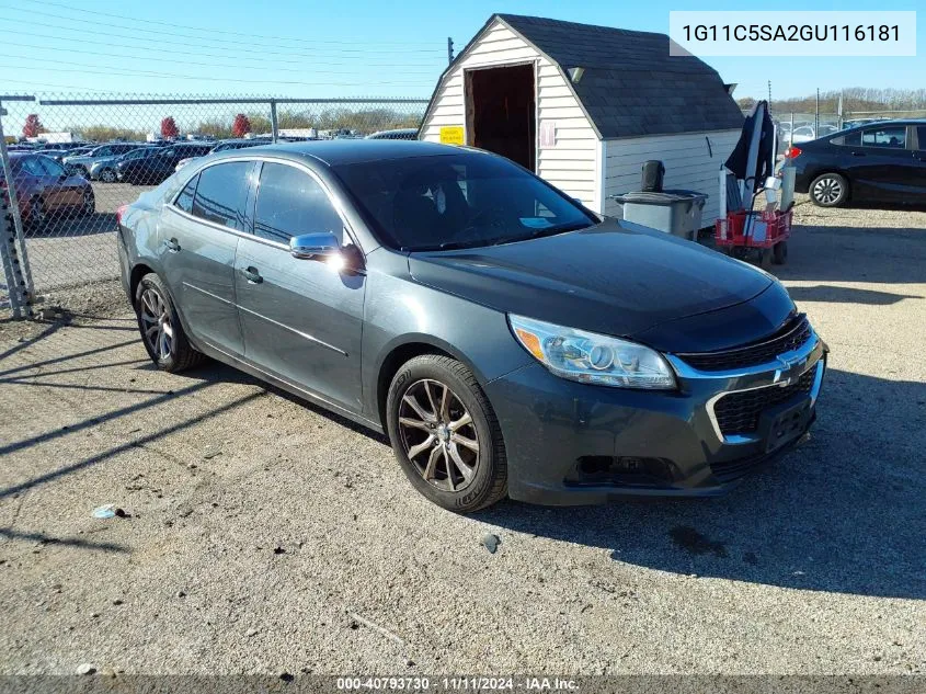 2016 Chevrolet Malibu Limited Lt VIN: 1G11C5SA2GU116181 Lot: 40793730