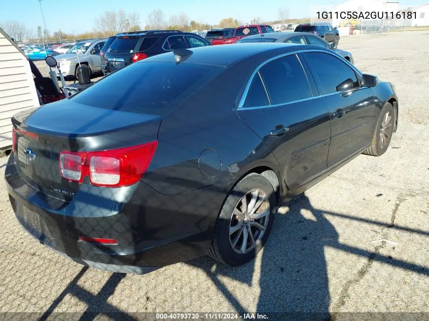 2016 Chevrolet Malibu Limited Lt VIN: 1G11C5SA2GU116181 Lot: 40793730