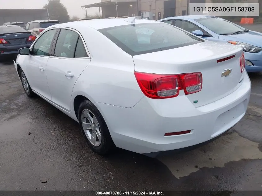 2016 Chevrolet Malibu Limited Lt VIN: 1G11C5SA0GF158708 Lot: 40870785