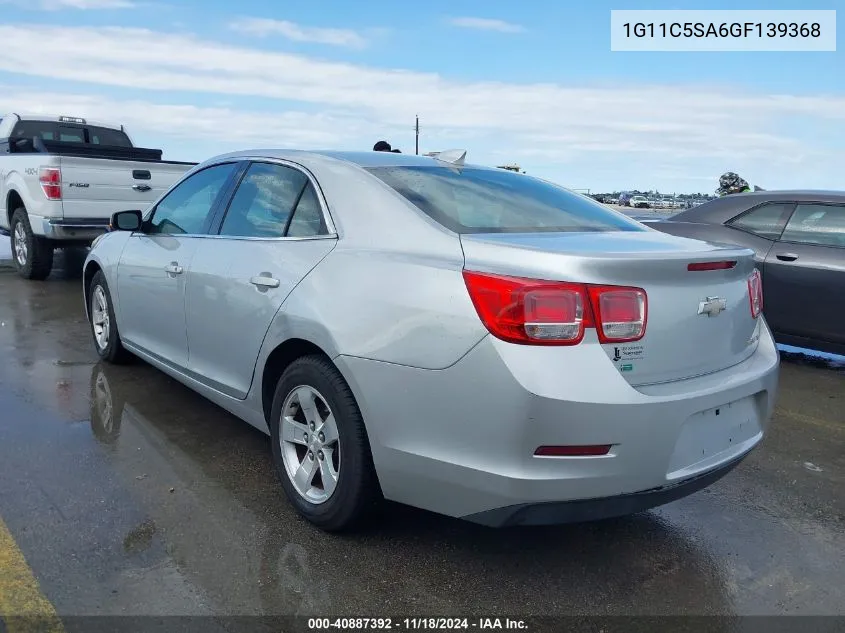 2016 Chevrolet Malibu Limited Lt VIN: 1G11C5SA6GF139368 Lot: 40887392