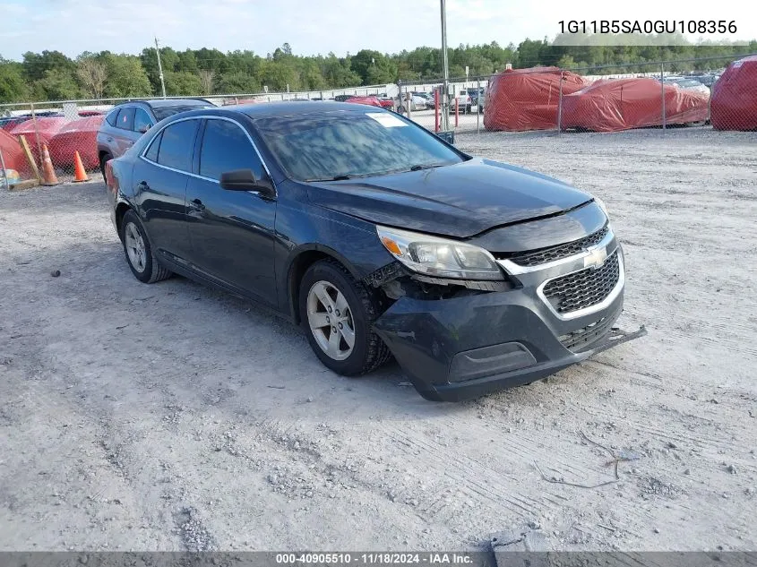 2016 Chevrolet Malibu Limited Ls VIN: 1G11B5SA0GU108356 Lot: 40905510