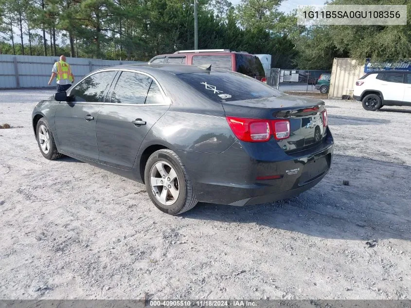 2016 Chevrolet Malibu Limited Ls VIN: 1G11B5SA0GU108356 Lot: 40905510