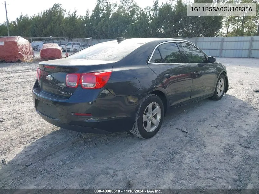 2016 Chevrolet Malibu Limited Ls VIN: 1G11B5SA0GU108356 Lot: 40905510