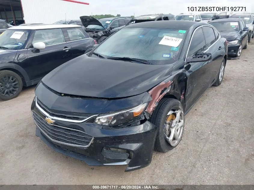 2017 Chevrolet Malibu Ls VIN: 1G1ZB5ST0HF192771 Lot: 39671717