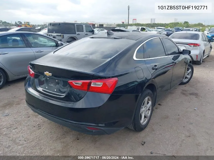 2017 Chevrolet Malibu Ls VIN: 1G1ZB5ST0HF192771 Lot: 39671717