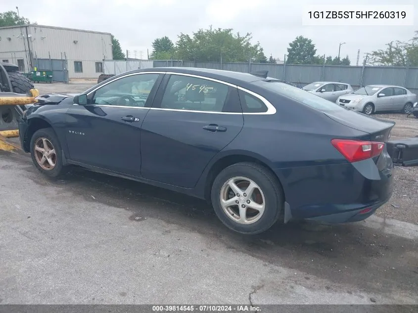 2017 Chevrolet Malibu Ls VIN: 1G1ZB5ST5HF260319 Lot: 39814545